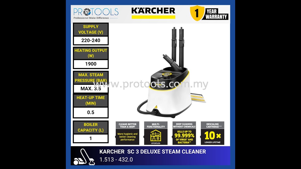 Máy vệ sinh bằng hơi nước nóng Karcher SC 3 Deluxe EasyFix phiên bản năm 2025