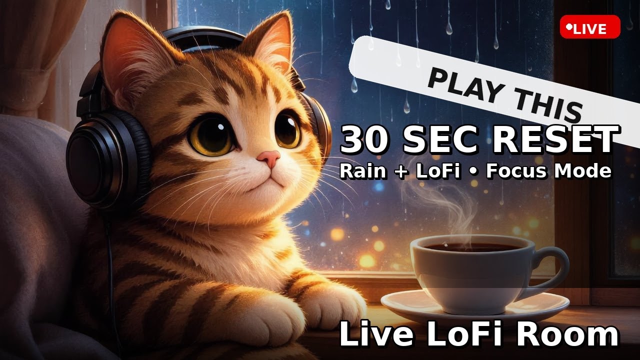 Live LoFi Room 🐾 Rainy Night Cat • Chill Beats for Study, Focus & Sleep