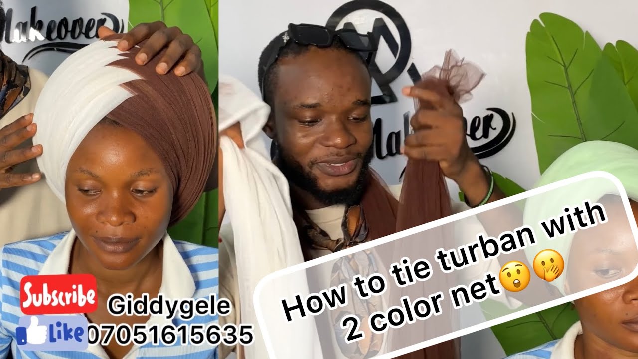 HOW TO TIE TURBAN WITH TWO COLOR NET😳🥵 8YARDS EACH . TURBAN / TUTORIAL/ #gele #headwrap #trending