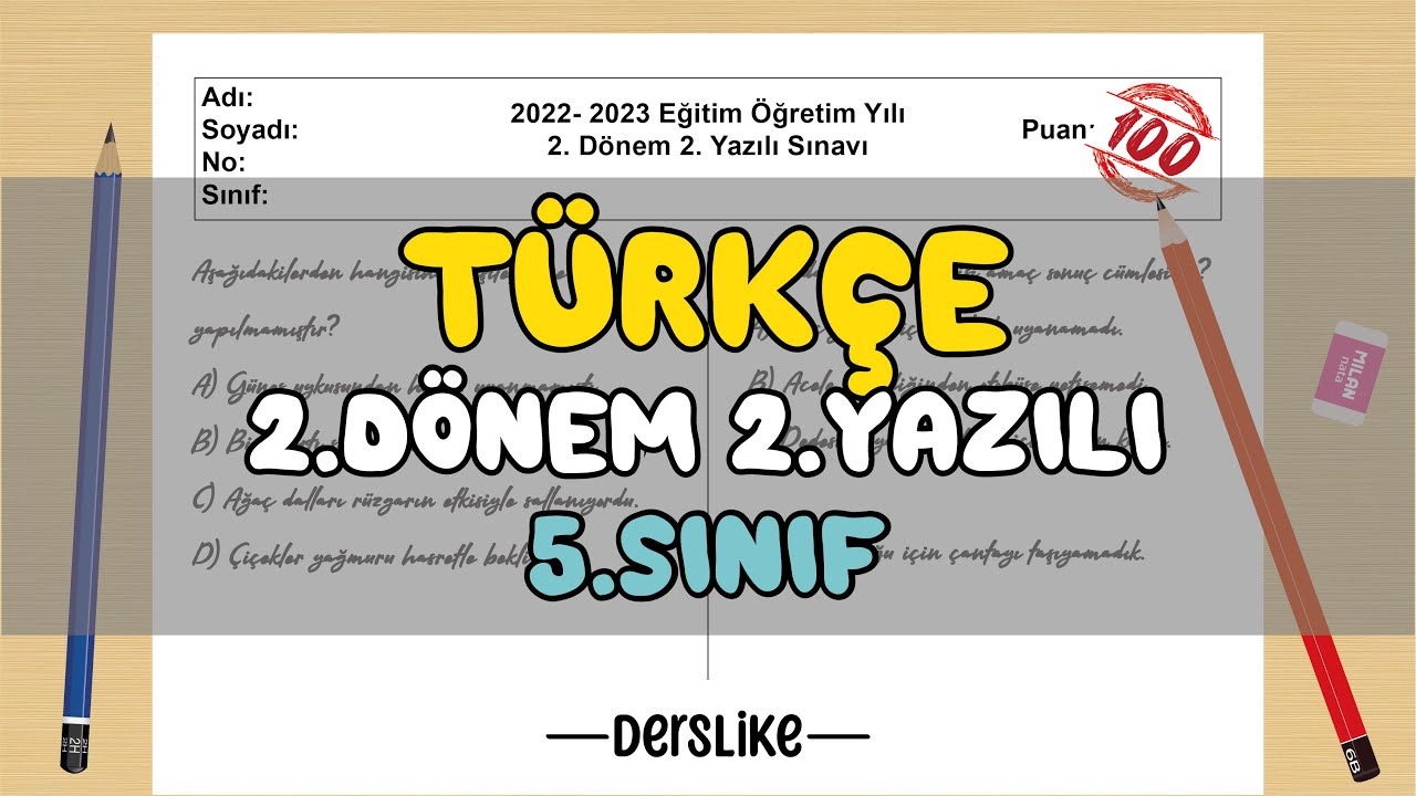 5. Sınıf Türkçe 2.Dönem 2.Yazılı Soruları #2023