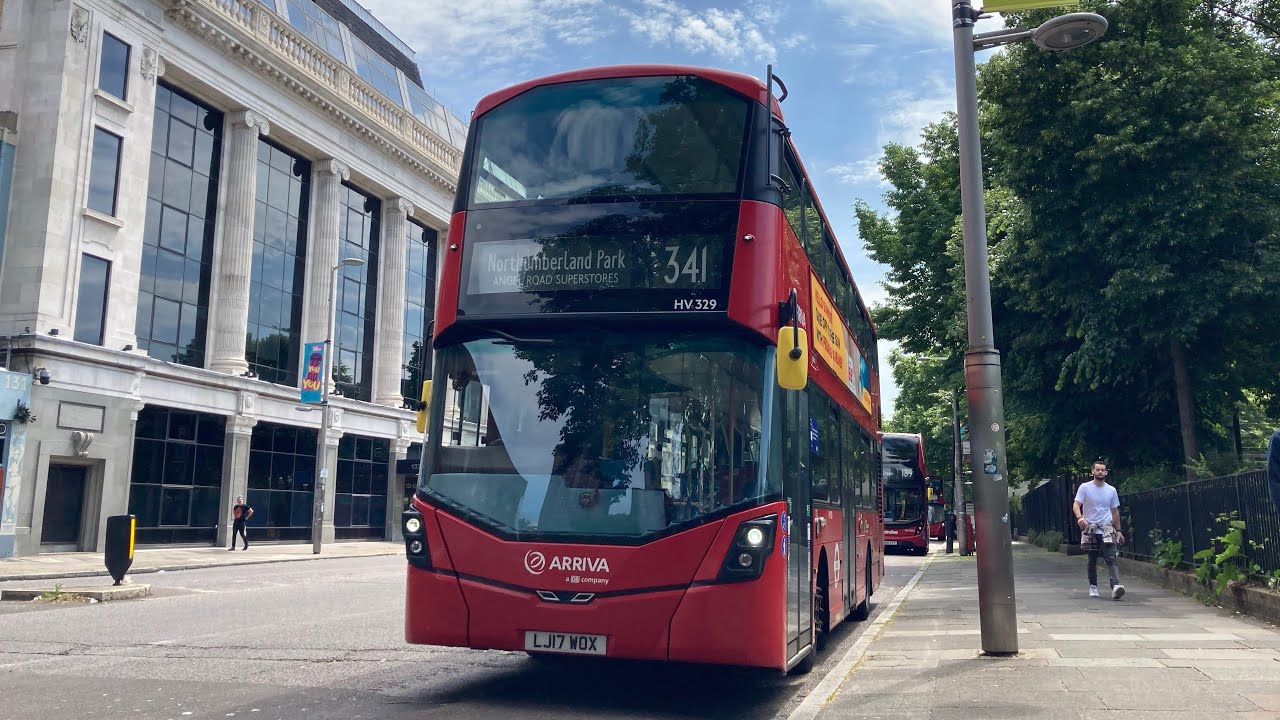 FRV. Arriva Route 341 Meridian Water Superstores to Waterloo. Wright Gemini 3 B5LH HV329 (LJ17 WOX)