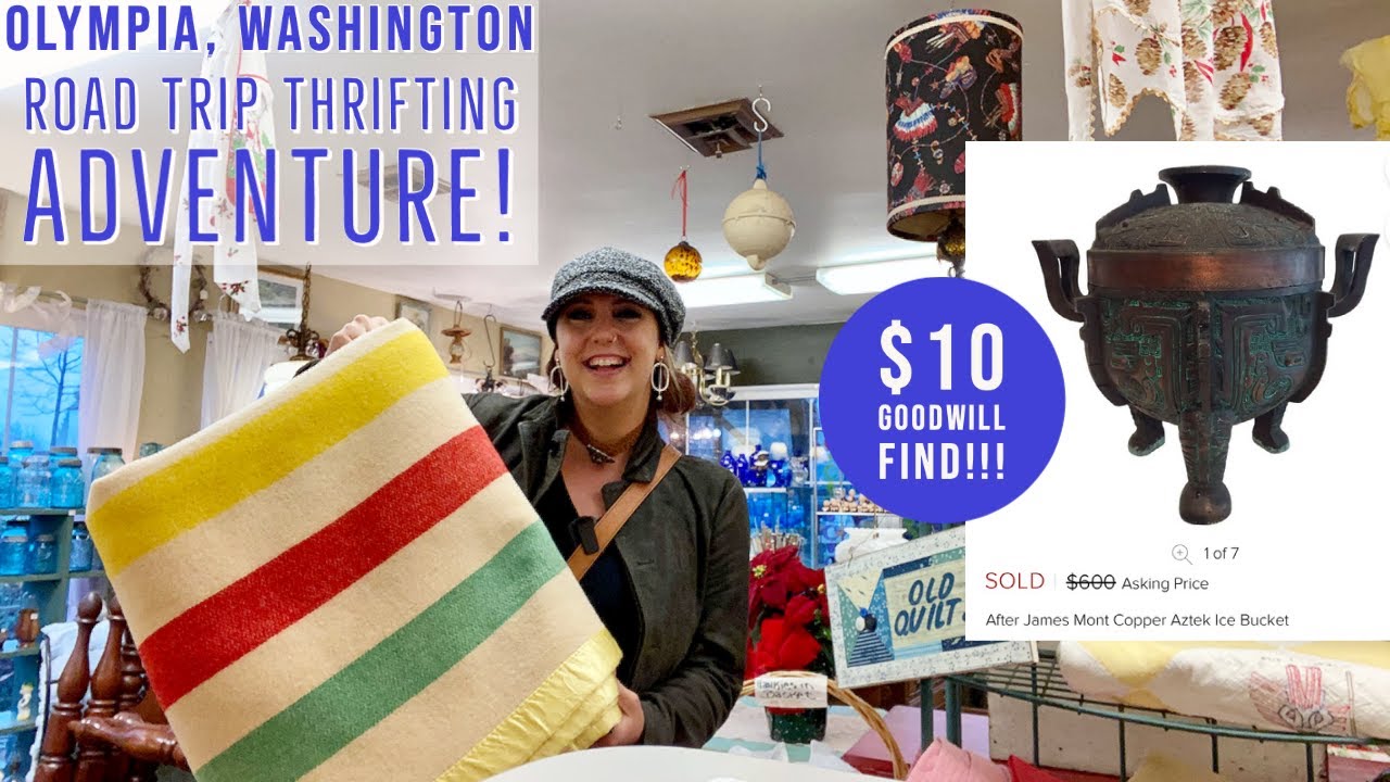 THRIFT WITH ME! Goodwill Haul | Road Trip Thrifting In Olympia, Washington | I FOUND A JAMES MONT!