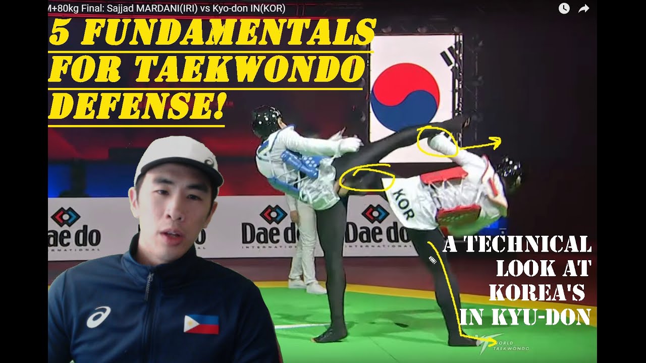 5 FUNDAMENTALS FOR TAEKWONDO DEFENSE! A technical Look at Korea's In Kyu-Don +80kg