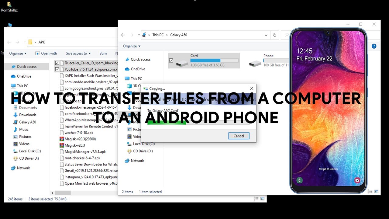 How To Transfer Files from a Computer to an Android Phone - [romshillzz]