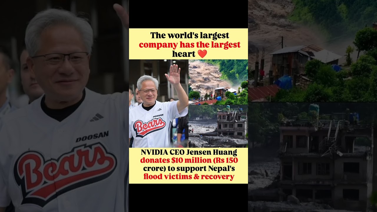 NVIDIA CEO Jensen Huang Donates $10M to Nepal Flood Relief, Showing True Leadership ❤️👏✨! #shorts