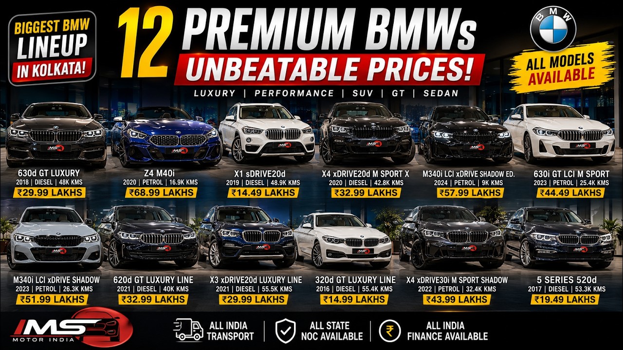 BMW Luxury Lineup Sale 🔥 Z4, M340i, X4, X3, 630i GT, 620d, 520d & More | MS Motor India Kolkata