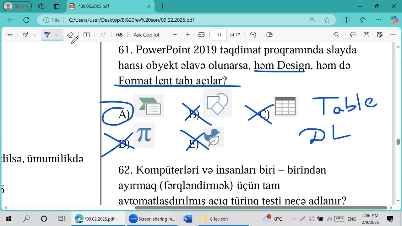 9 fevral sınağımızın İnformatika suallarının izahı BB. R1 Academy