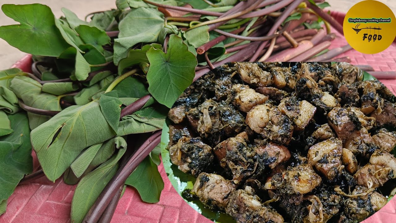 Pork With Taro Leaves । Northeast Indian Traditional Bodo Dish । Pork with Kasu xaak ।