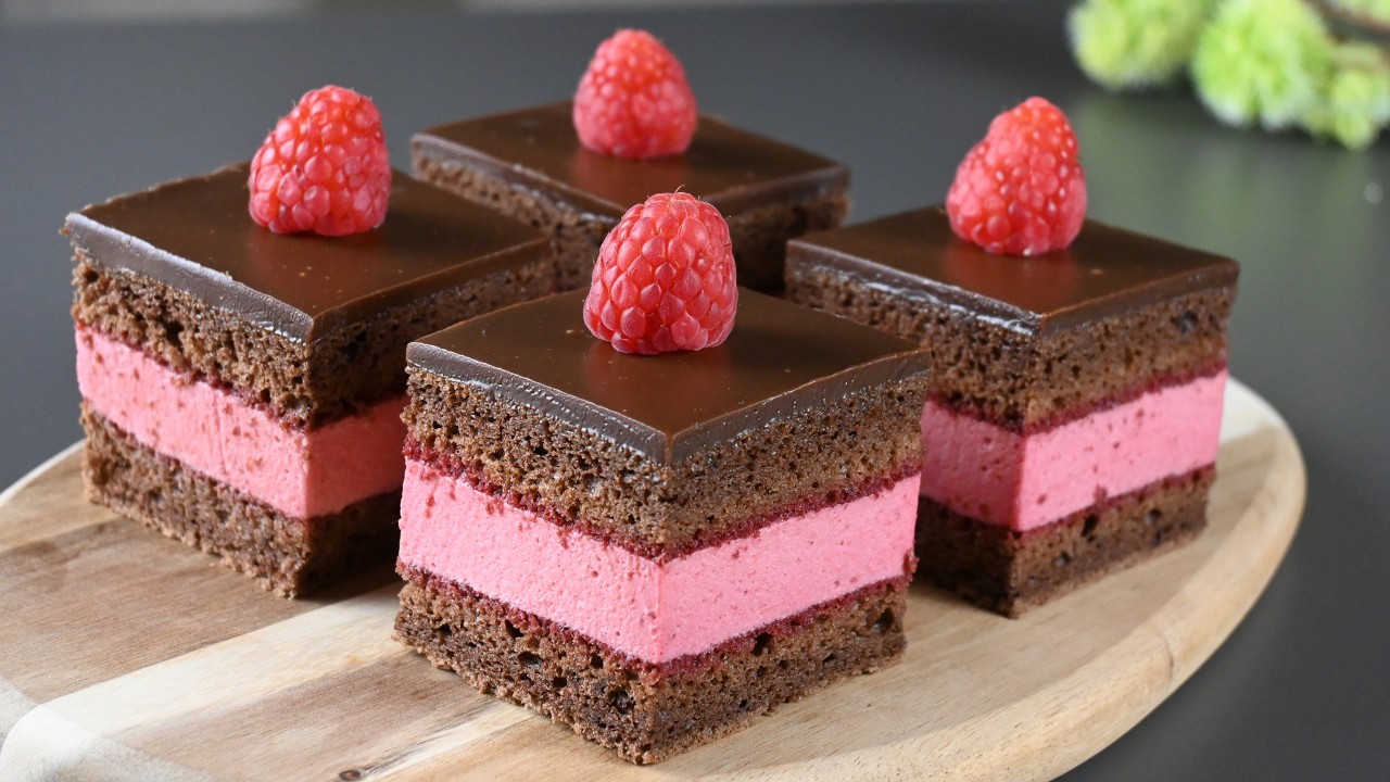 Luxury Chocolate & Raspberry Mousse Cubes - Pastry Chef Style