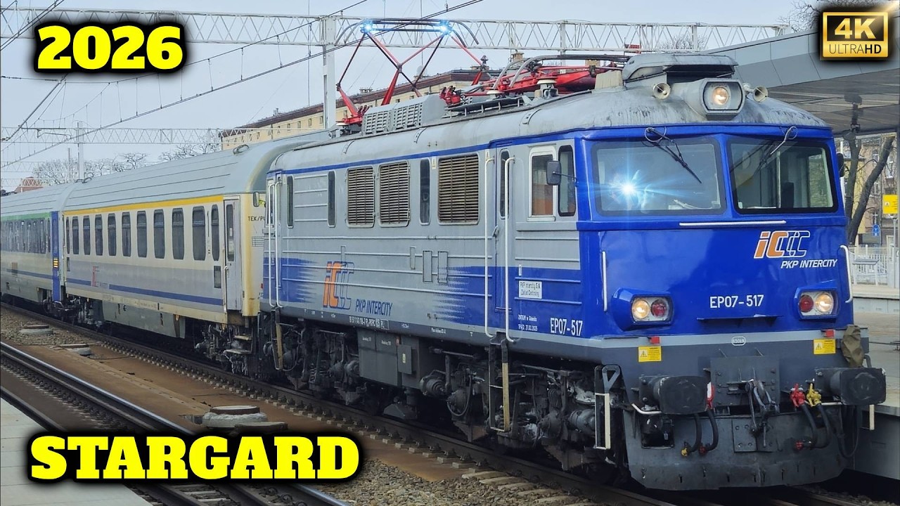 Stargard - przegląd ruchu kolejowego — odjazdy i przyjazdy (4K)
