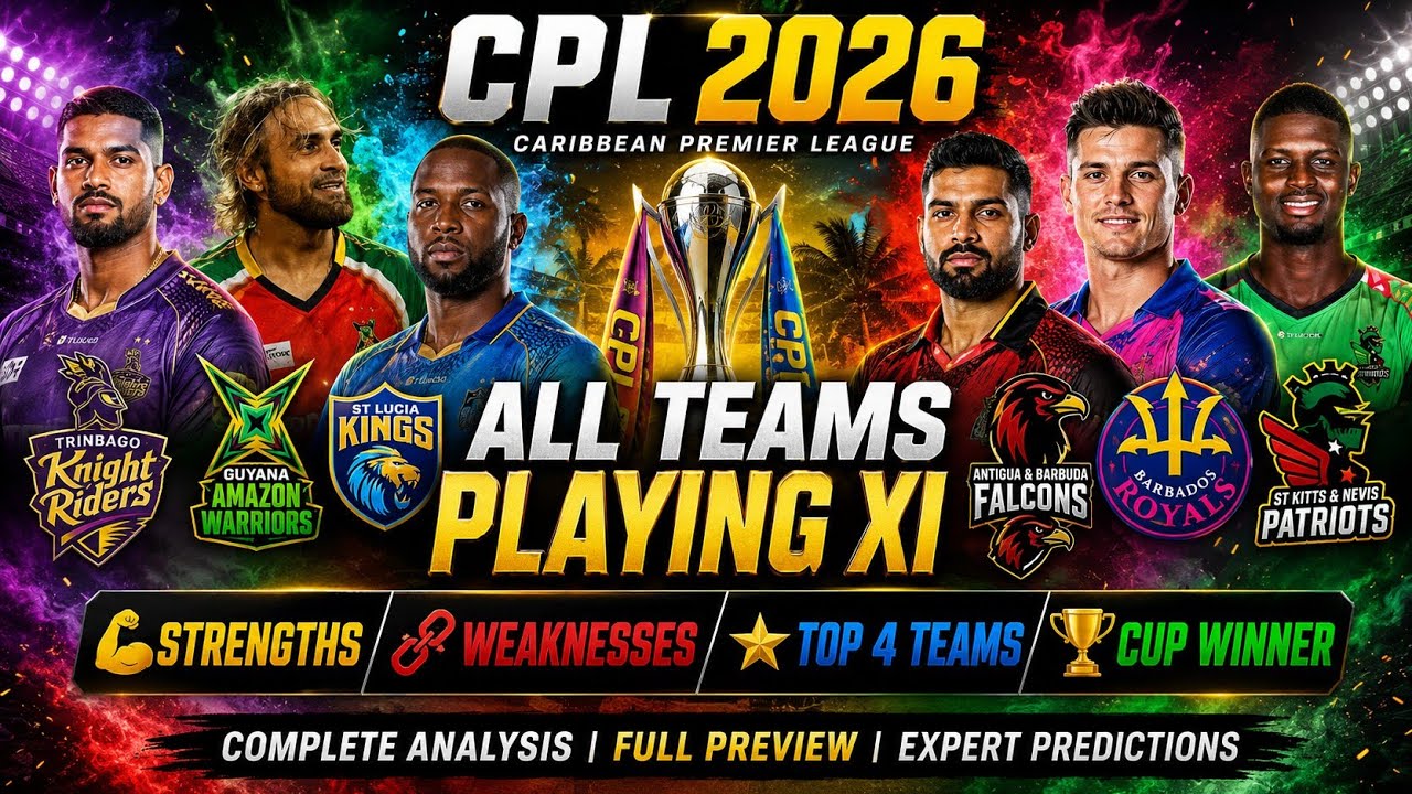 CPL 2026 All Teams Playing XI | Strengths & Weaknesses | Top 4 Teams | Cup Winner Prediction