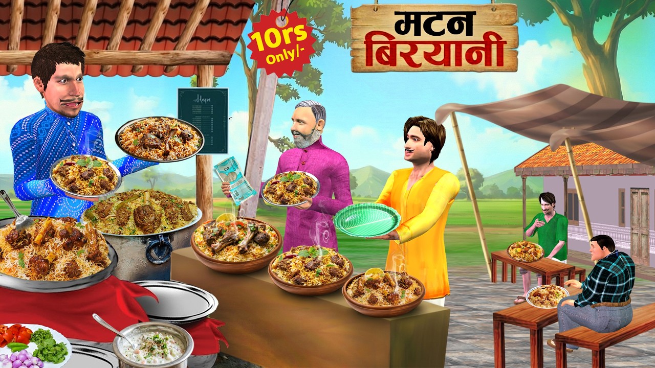 Mutton Biryani Rs 10/- Famous Street Food Tasty Mutton Biryani Comedy Hindi Kahaniya Moral Stories