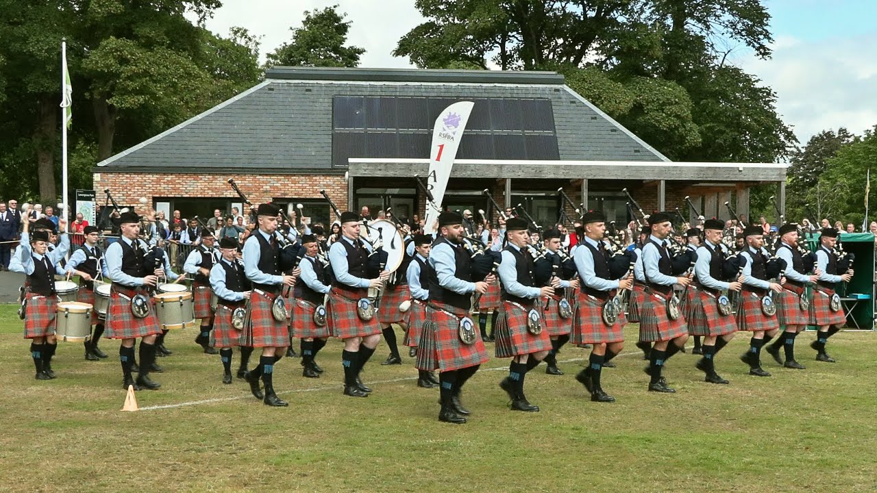Shotts & Dykehead Caledonia Pipe Band at the 2022 Scottish Championships in Dumbarton