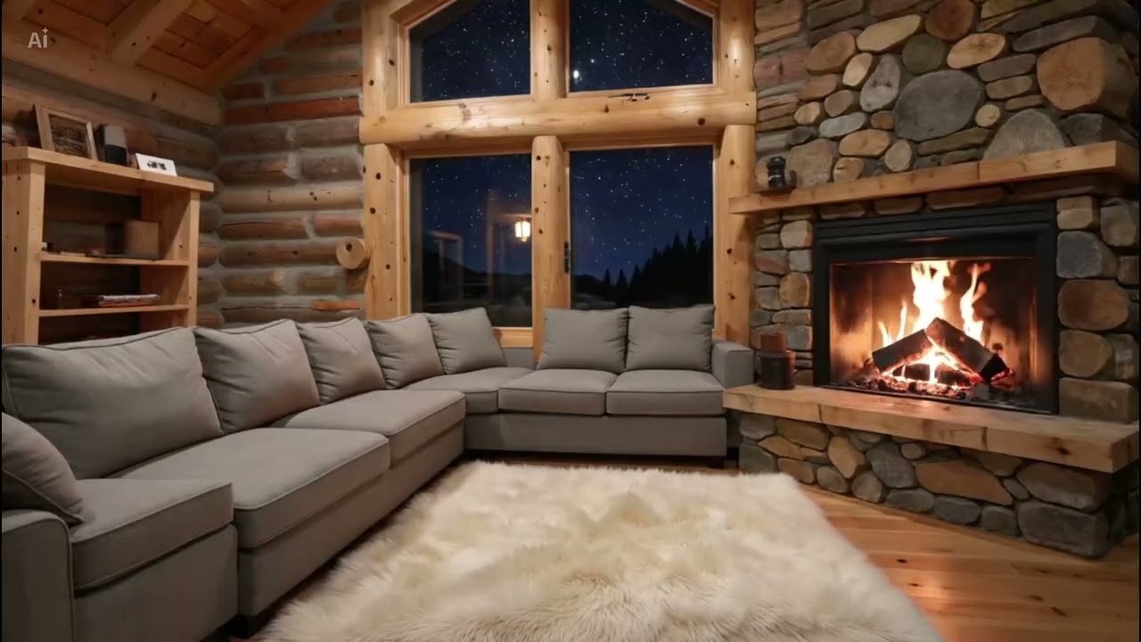 11H Relaks/Relax: Cabin Fireplace, Starry Sky & Jazz ☕️🌌🔥