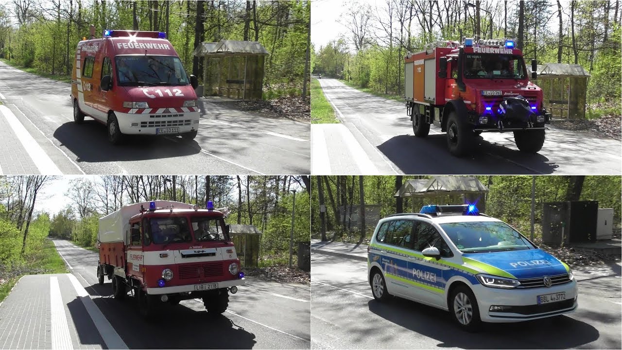 [Waldbrand bei Hohenleipisch] Einsatzfahrten Feuerwehr + Polizei LK EE