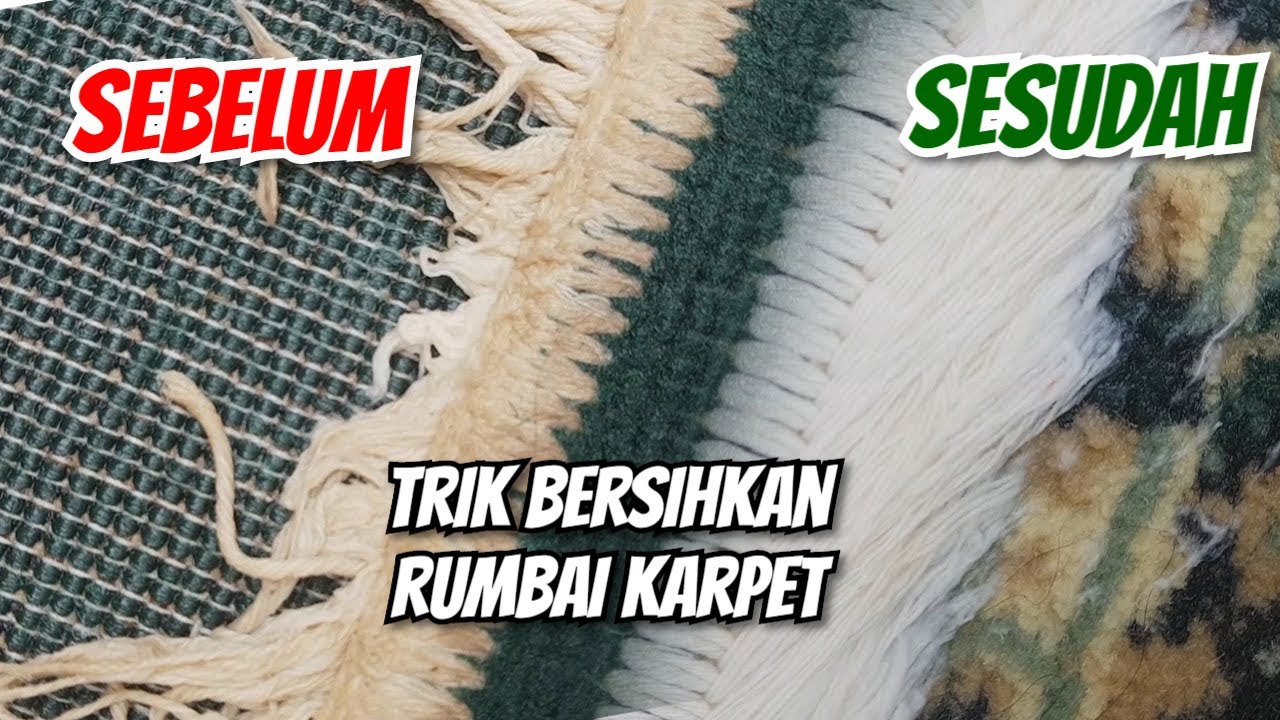 CARA MENCUCI KARPET RUMBAI PUTIH SEPERTI BARU | TUTORIAL MEMUTIHKAN RUMBAI KARPET