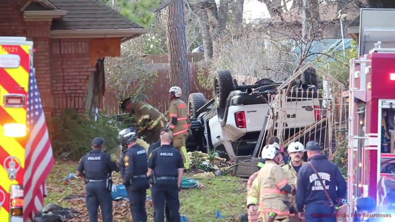 Grapevine Fire: Truck vs House, Rescue Assignment (Units Responding & On Scene)