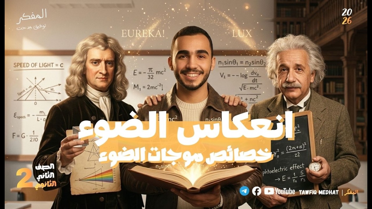 المحاضرة السادسة- انعكاس الضوء فيزياء تانية ثانوي الترم الثاني 2026 _ المفكر | Tawfiq Medhat
