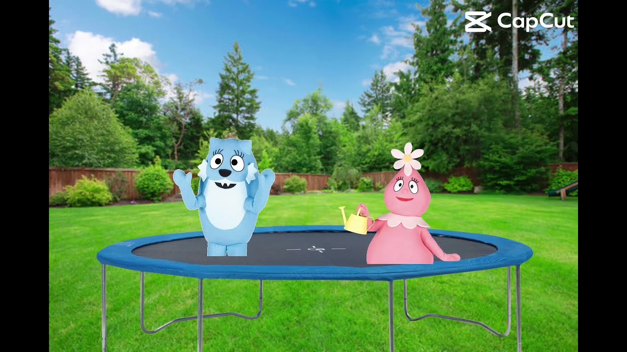 Foofa and Toodee on the trampoline