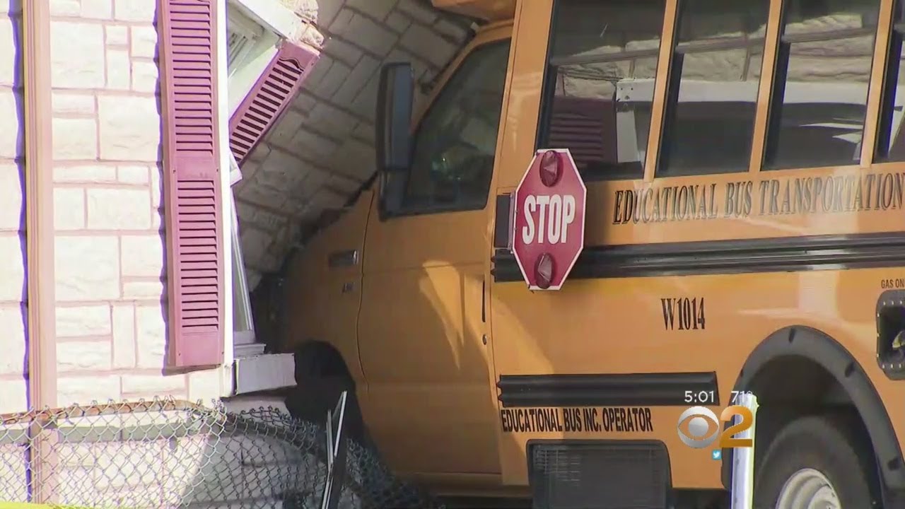 School Bus Slams Into Home On Long Island