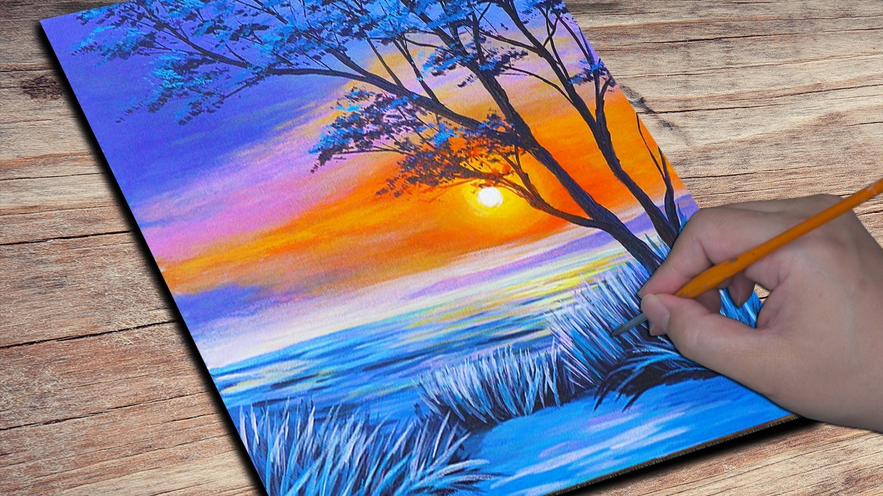 Sunset Snowfield Acrylic Painting | Acrylic Painting