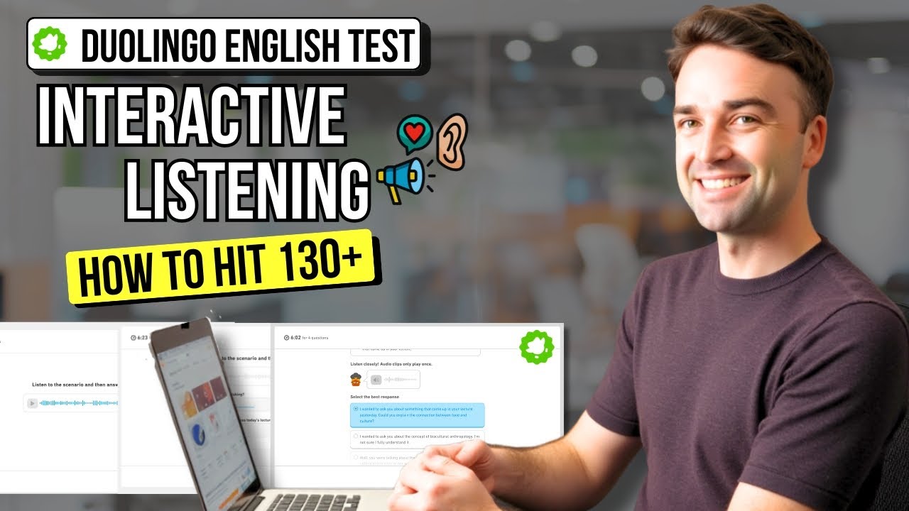 Как набрать 130+ баллов в НОВОМ интерактивном экзамене по аудированию Duolingo