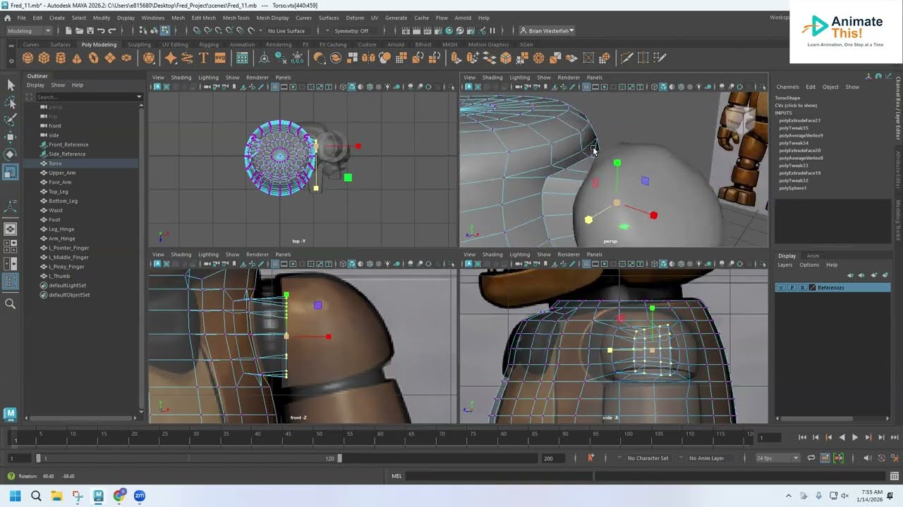 Building An Animatronic Horror Bear - Episode 11 – Adding the Shoulder Joint & Modeling the Palm