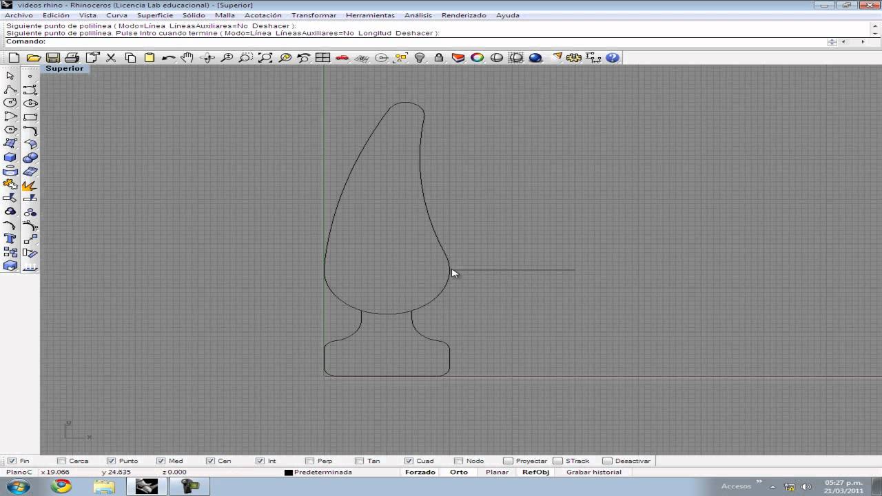 4. Dibujo Basico en Rhinoceros 4.0 - Tutorial 4 - JUCATEVE