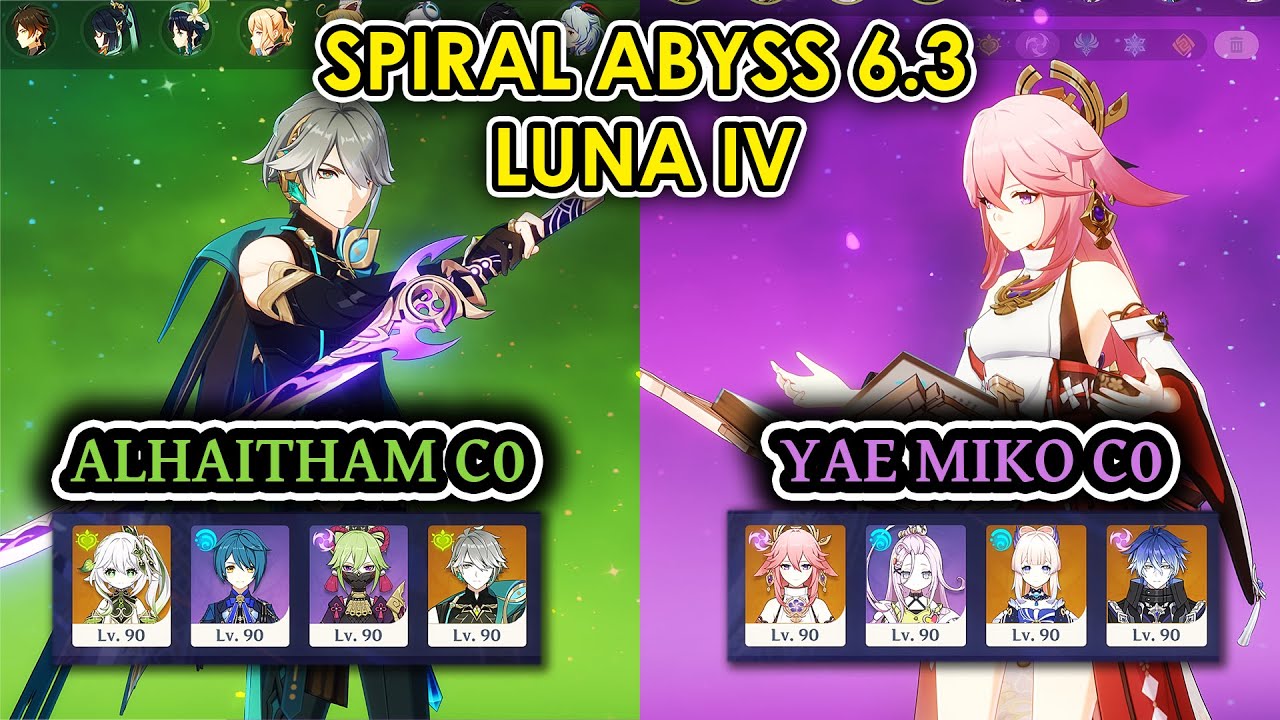 Alhaitham & Yae Miko + Flins | Spiral Abyss 6.3 Luna IV Floor 12 | Genshin Impact