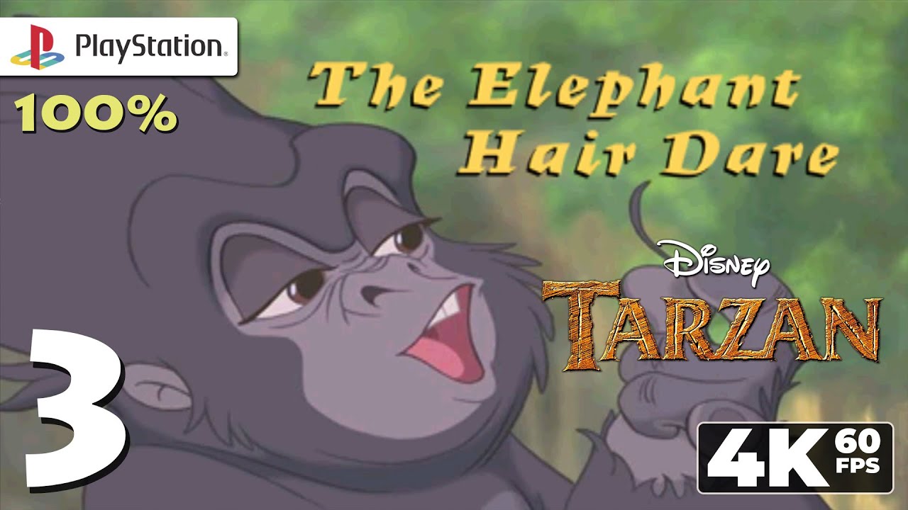 Disney's Tarzan (PlayStation 1) - 4K60 Walkthrough (100%) Level 3 - The Elephant Hair Dare