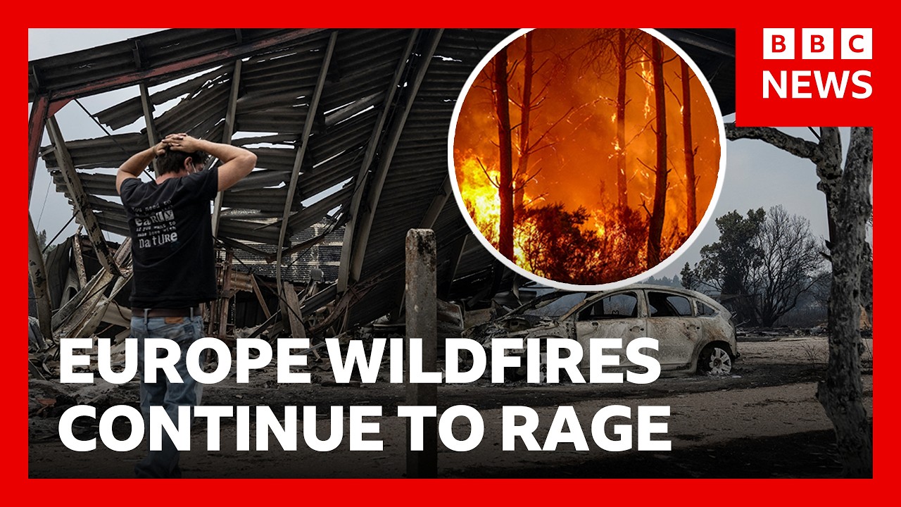 LIVE: Wildfires continue to rage in France and Spain with crisis meetings to take place | BBC News