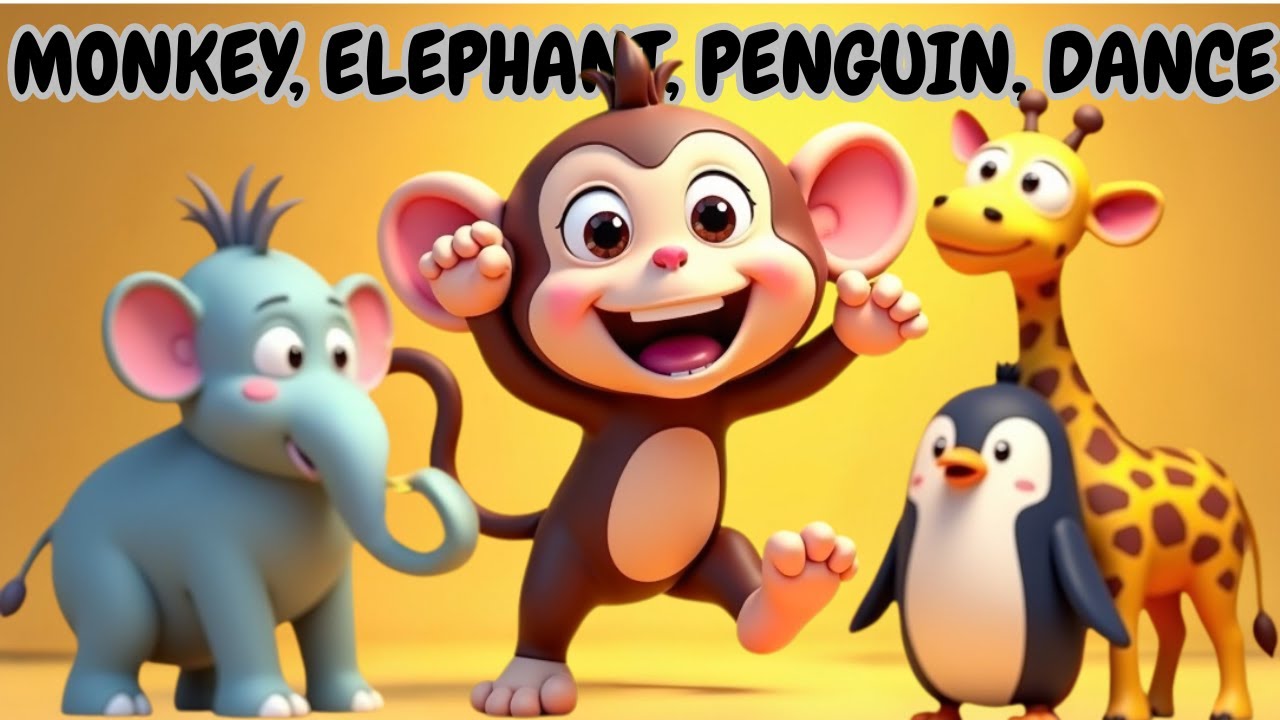 Animals Dance Song for Kids | Monkey Elephant Penguin Dance | Fun Learning Video