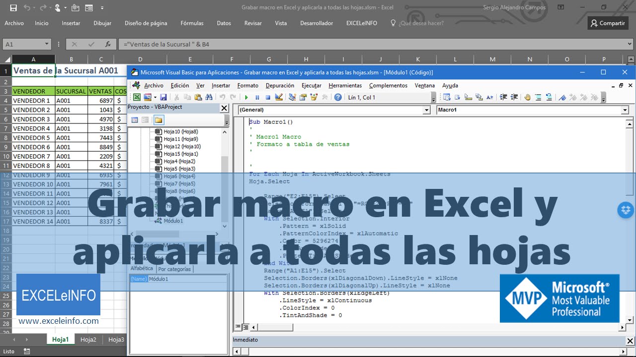 Grabar macro en Excel y aplicarla a todas las hojas