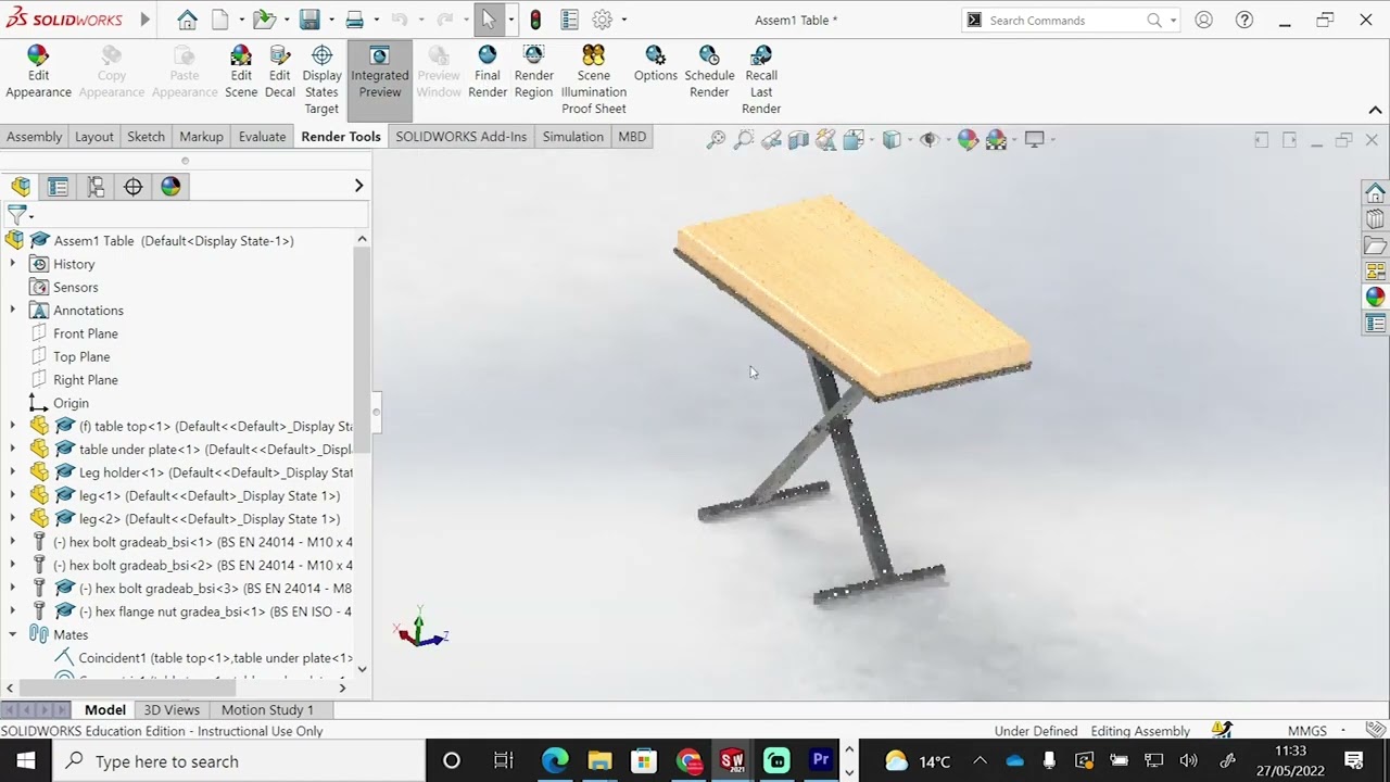 SMALL FOLDING TABLE | RENDERING FINAL ASSEMBLY