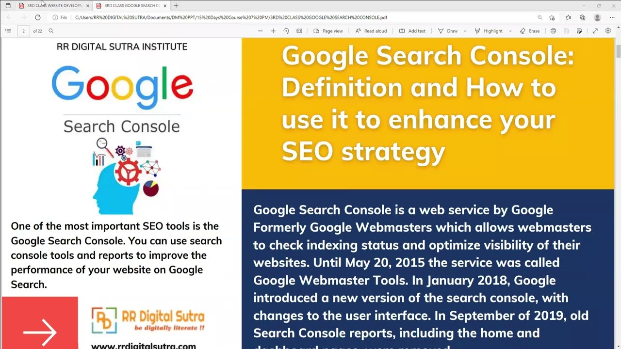 3rd Class Recorded Session of Website Development and Google Search Console
