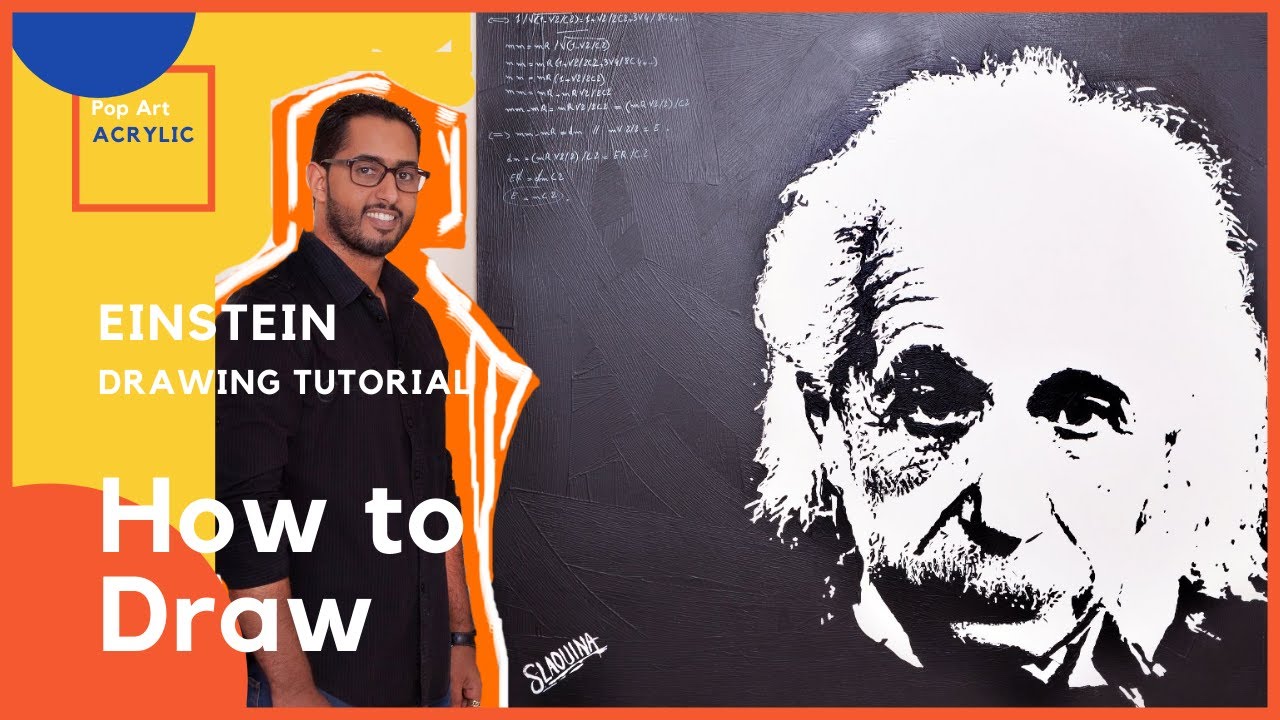 How to Draw Einstein - (Pop Art Drawing tutorial) Acrylic Painting