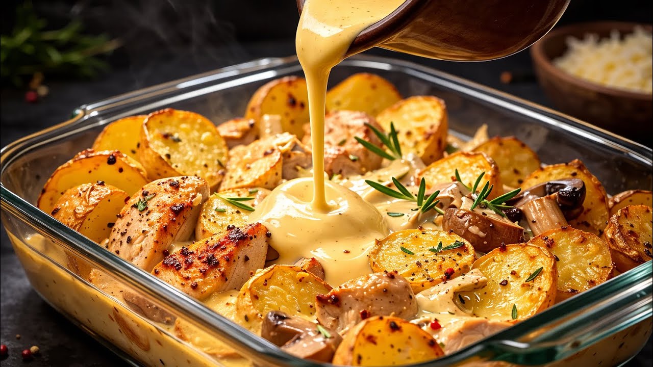 Nur 3 Eier und Kartoffeln! Unglaublich cremiger Hähnchen Auflauf aus dem Ofen