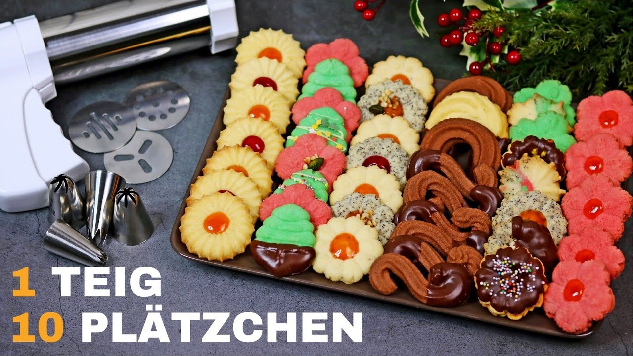 1 TEIG - 10 MÜRBE PLÄTZCHEN - SPRITZGEBÄCK -GEBÄCKPRESSE & SPRITZBEUTEL - BEST SPRITZ COOKIES RECIPE