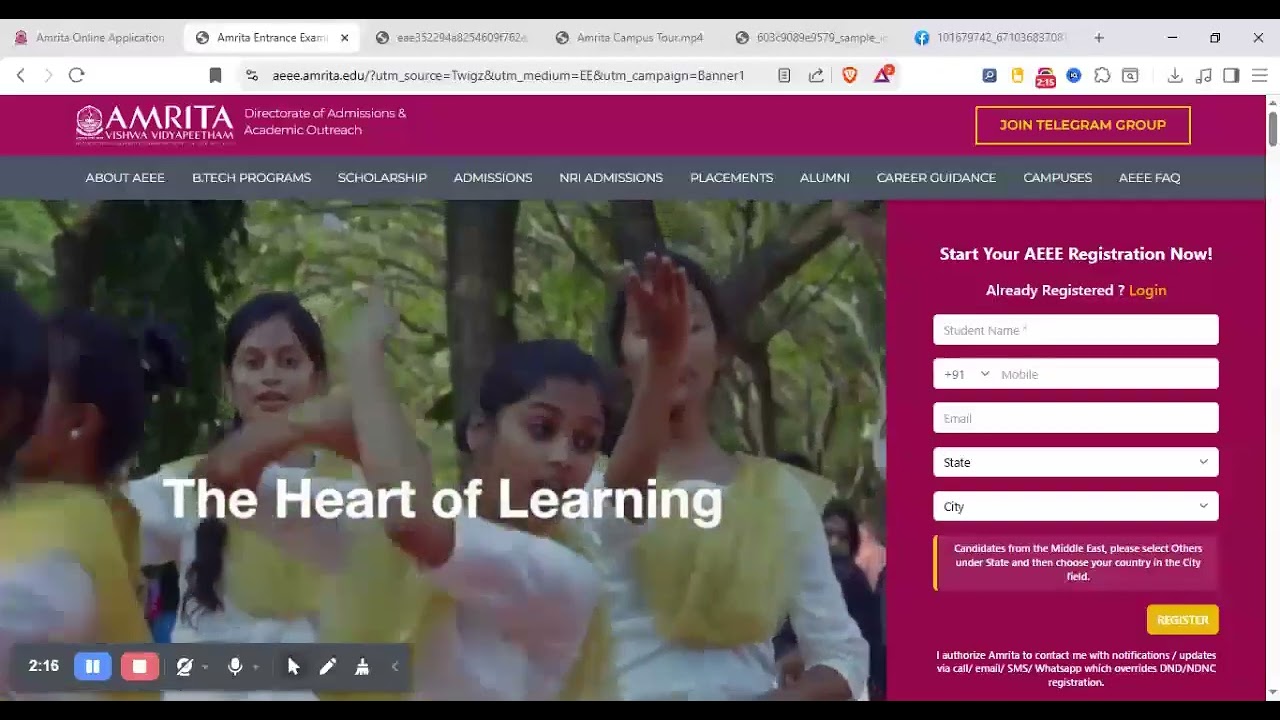 AEEE 2026 Registration - How To Fill Amrita B.Tech Application Form 2026 - Amrita University 2026