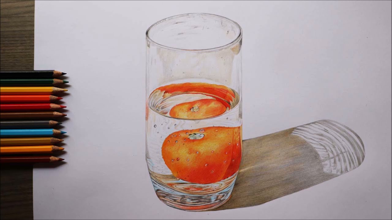 How to draw a Glass of Water in Color Pencils | Still Life Drawing | Doms Color Pencils