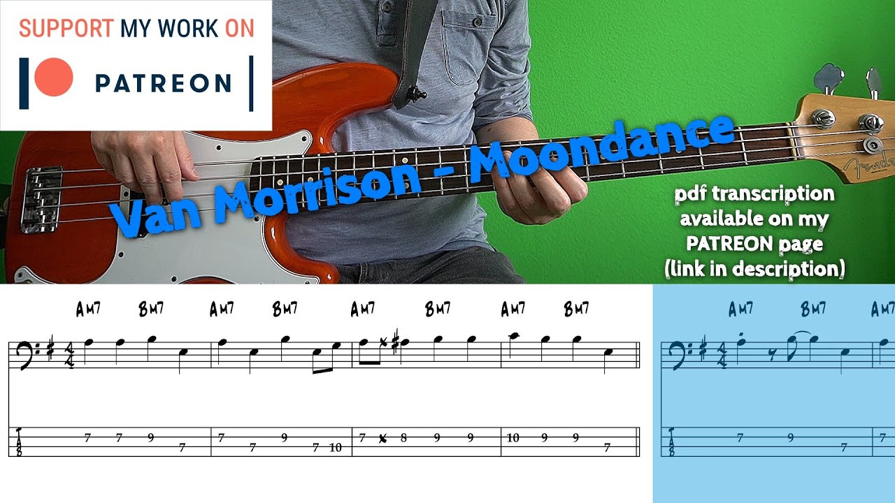 Van Morrison - Moondance (Bass cover with tabs)