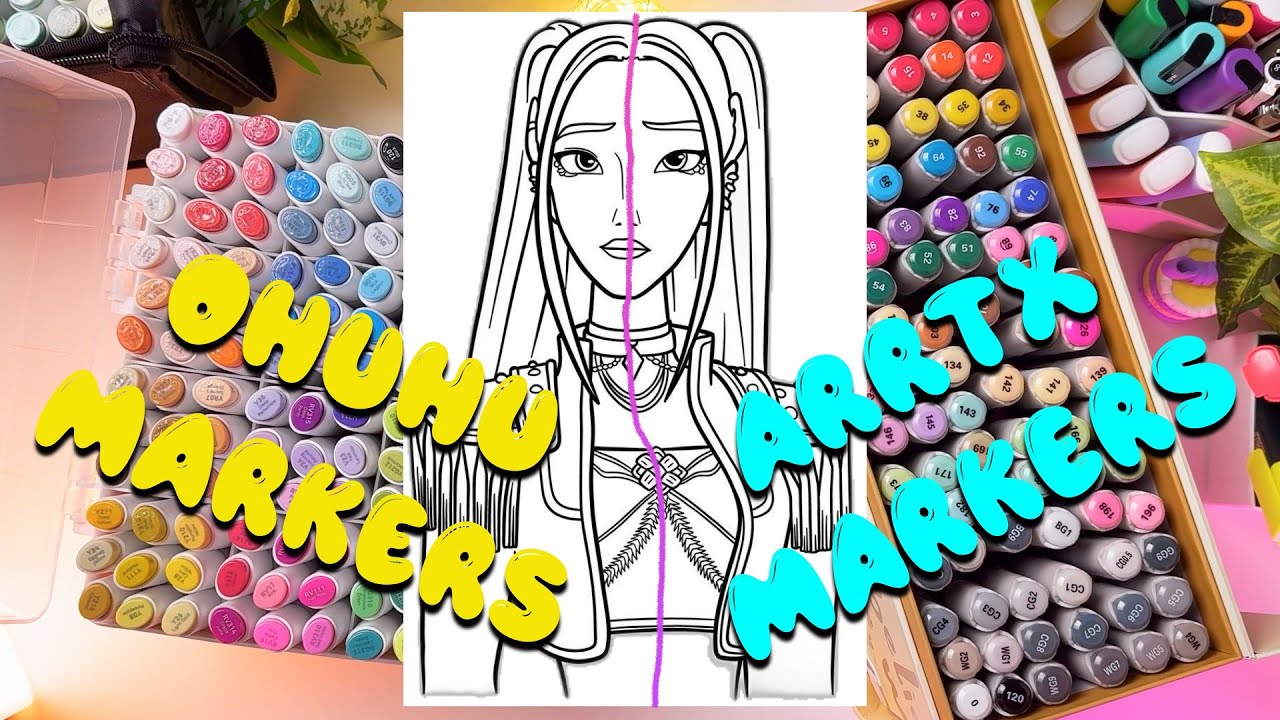 Ohuhu VS Arrtx Markers | Mira K-pop Demon Hunters Coloring with me