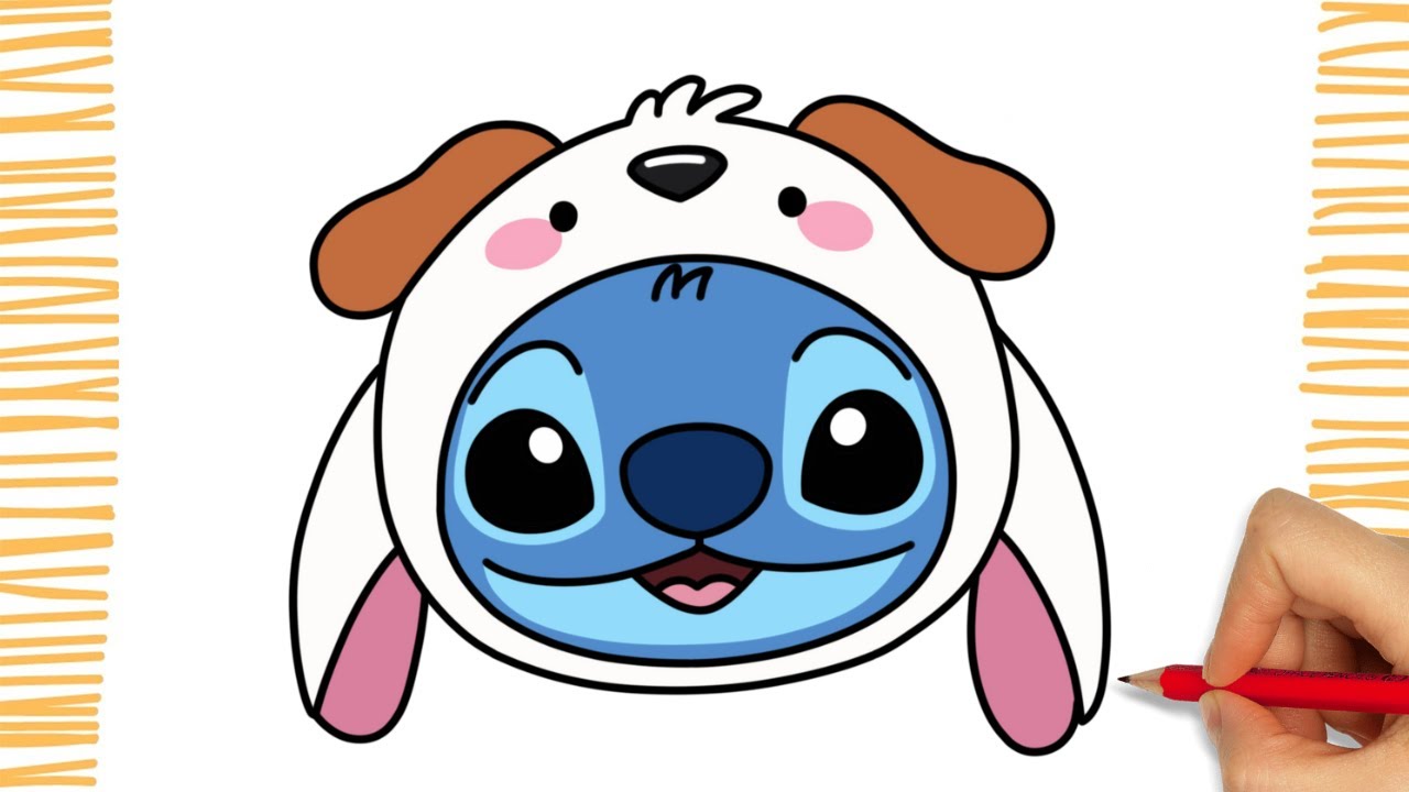 Como Desenhar o STITCH COM ROUPA DE CACHORRO I Fácil ( Passo a Passo )