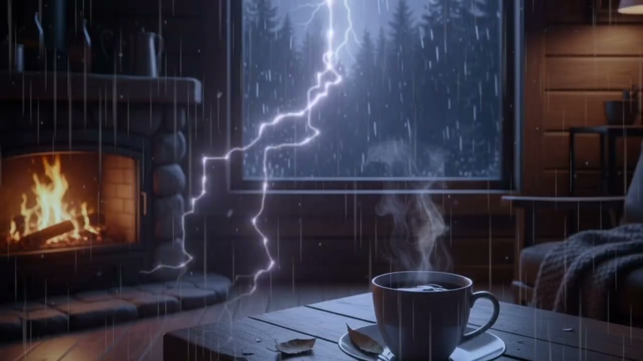 Relaxing Rain on Window at Night - Thunderstorm Ambience for Deep Sleep & Study