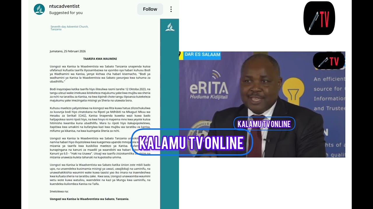 TAARIFA YATOLEWA KWA WAUMINI KANISA LA WAADVENTISTA WASABATO TANZANIA IKIIJIBU TAARIFA YA RITA