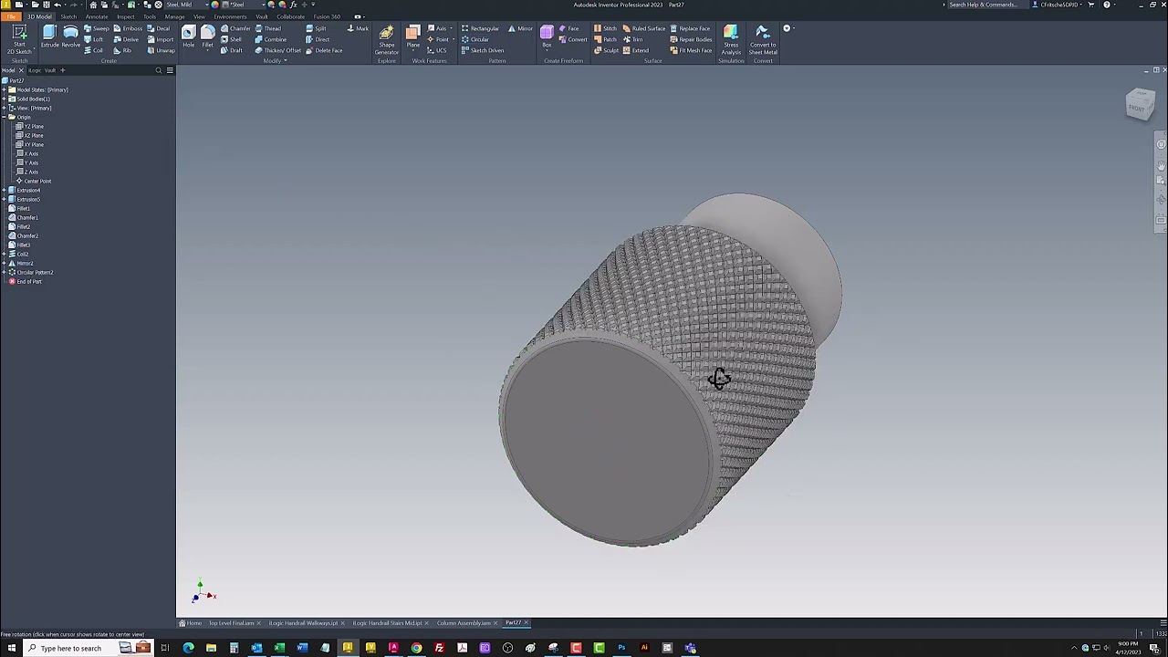 How To Make Geometry Knurls In Autodesk Inventor