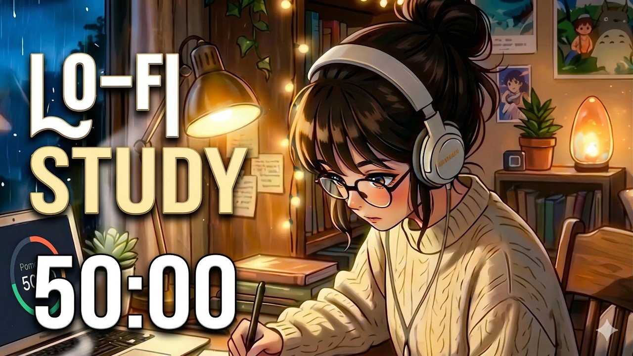 Rainy Night Lofi Mix 🌧️ | 2-Hour Study With Me Pomodoro 50/10