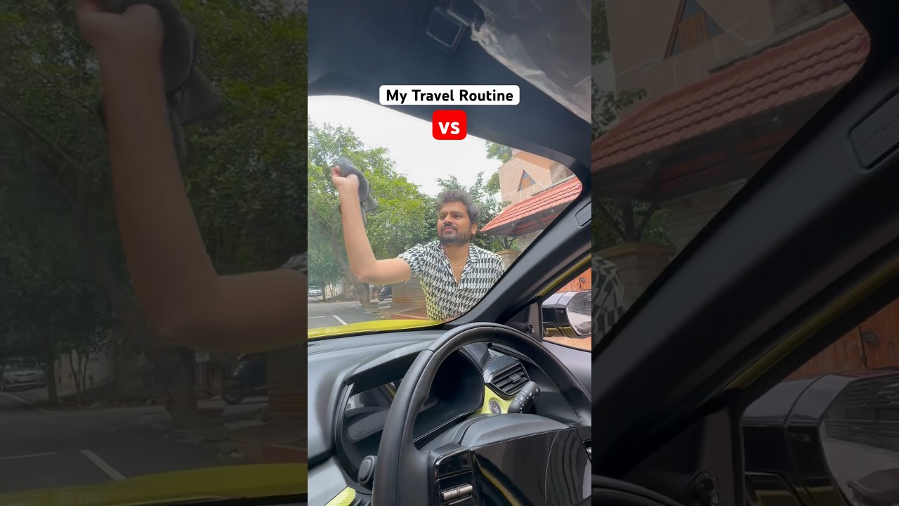 My travel Routine vs Hers #travel  #tata #tataharrier #suv #itinerary