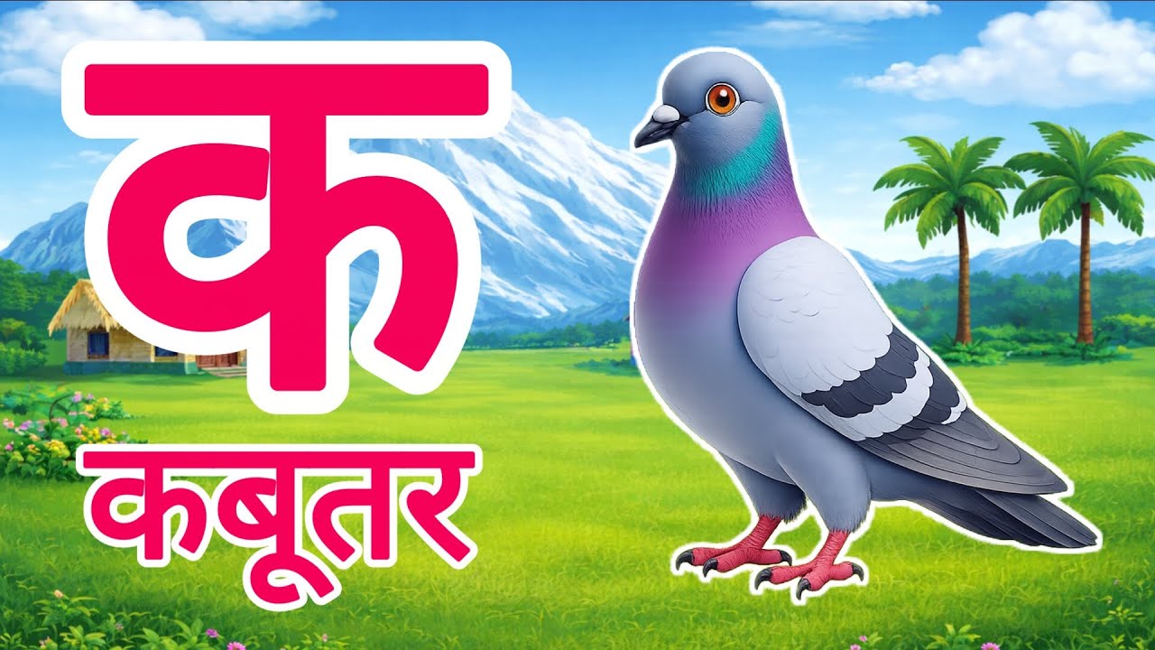 क से कबूतर,अ से अनार a se anaar k se kabutar | Hindi varnmala | ABCD क से‌ कबूतर अ से अनार, for kids