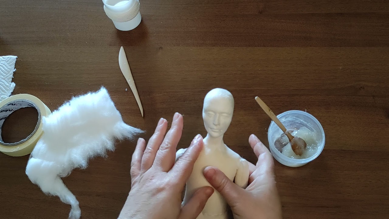 KİTRE BEBEK YAPIMI Turkishartdoll (Tragacanth Dolls) (Başın Bedene Birleştirilmesi)